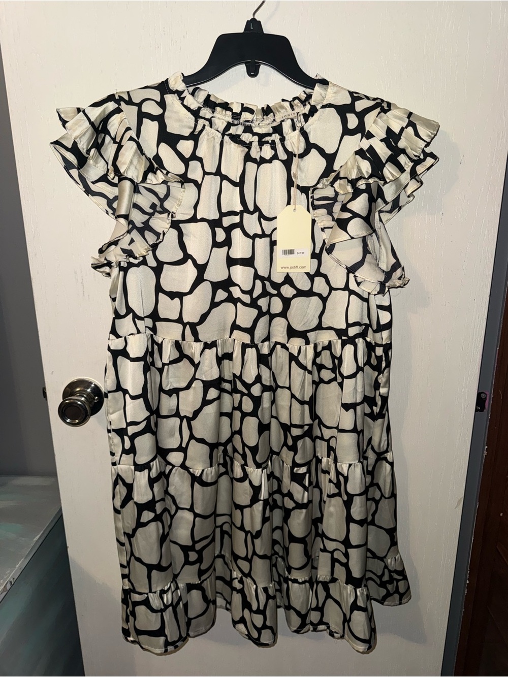 JODIFL Black & Cream Ruffled Tiered Summer Dress